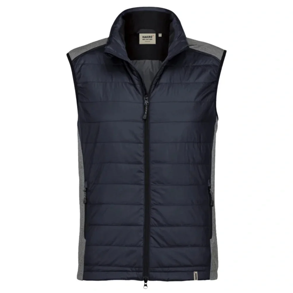 HAKRO Hybrid Gilet Contrast Navy Gray Outdoor Zip Front Vest - Picture 2 of 16